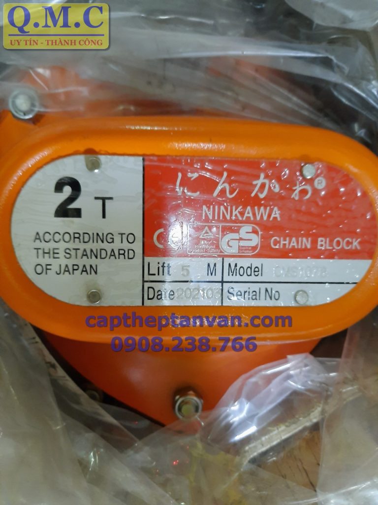 Thương Hiệu: Ninkawa Tải trọng làm việc: 5 tấn Độ dài xích: 3m
